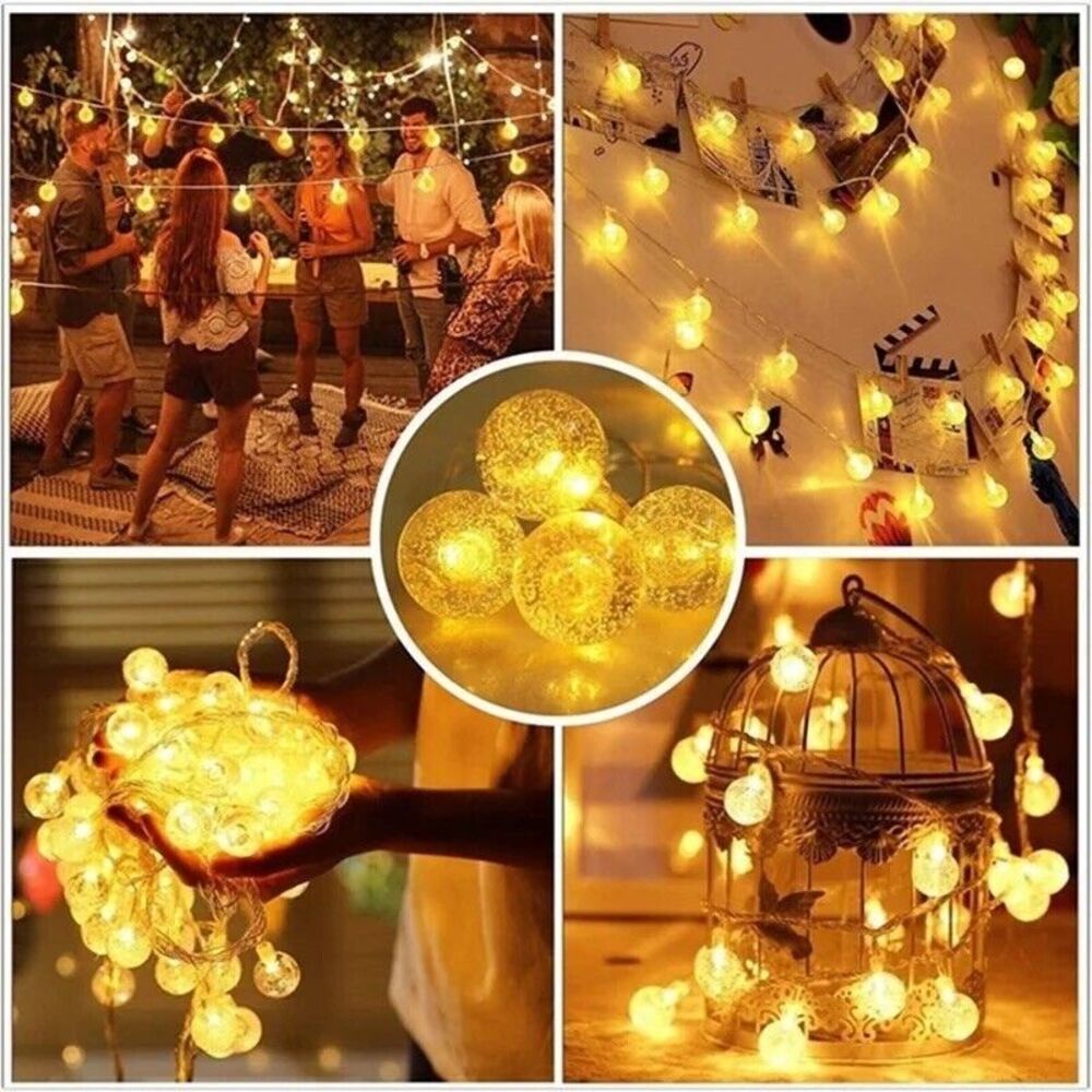 40 LED Globe Fairy String Lights Battery Operated 20ft Warm White NEW